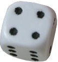 Kość matowa 6 Ścian - 12 mm - Oczka - Biała k6 Kość matowa 6 Ścian - 12 mm - Oczka - Biała k6
