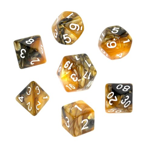 Komplet kości REBEL RPG - Dwukolorowe - Czarno-złote Komplet kości REBEL RPG - Dwukolorowe - Czarno-złote