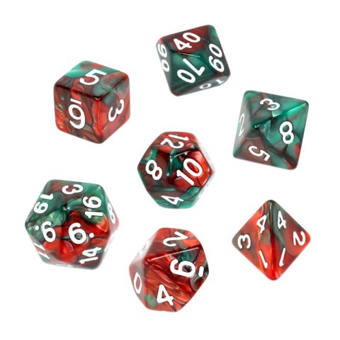 Komplet kości REBEL RPG - Dwukolorowe - Czerwono-zielone Komplet kości REBEL RPG - Dwukolorowe - Czerwono-zielone