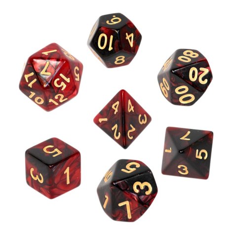 Komplet kości REBEL RPG - Dwukolorowe - Karminowo-czarne Komplet kości REBEL RPG - Dwukolorowe - Karminowo-czarne