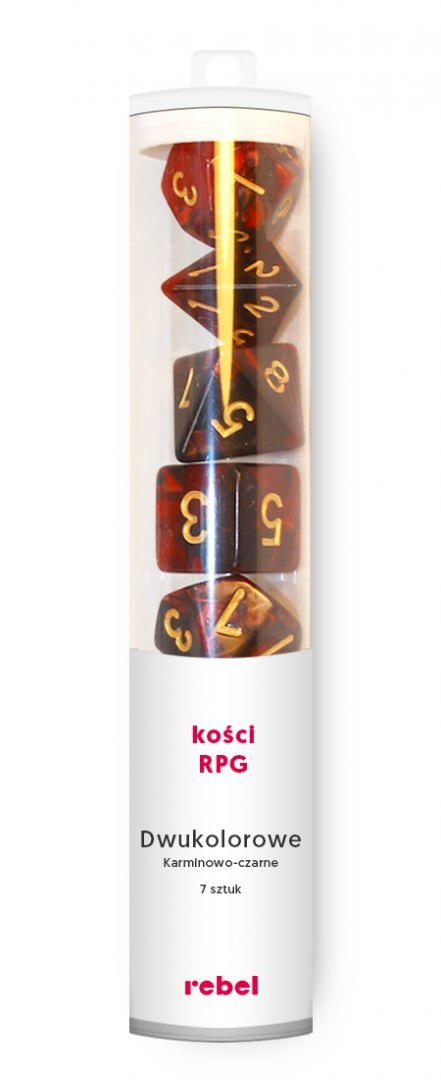 Komplet kości REBEL RPG - Dwukolorowe - Karminowo-czarne Komplet kości REBEL RPG - Dwukolorowe - Karminowo-czarne