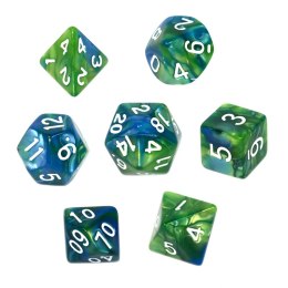 Komplet kości REBEL RPG - Dwukolorowe - Niebiesko-zielone