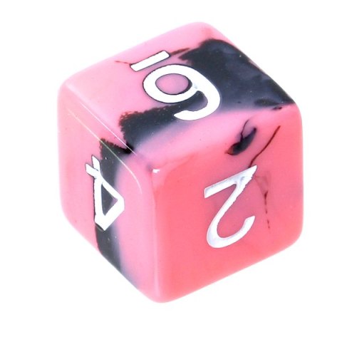 Komplet kości REBEL RPG - Dwukolorowe - Różowo-czarne (białe cyfry)