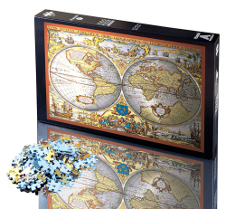 Puzzle Antyczna Mapa Świata - metalizowane (1000 elementów)