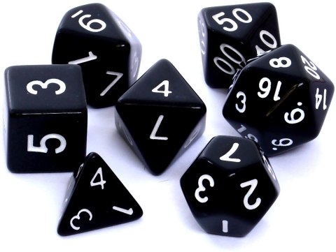 Komplet kości REBEL RPG - Matowe - Czarne Komplet kości REBEL RPG - Matowe - Czarne