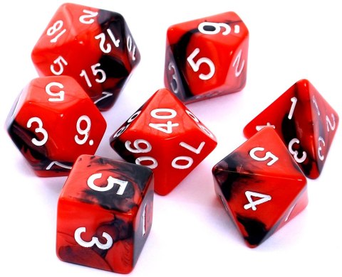 Komplet kości REBEL RPG - Dwukolorowe - Czerwono-czarne Komplet kości REBEL RPG - Dwukolorowe - Czerwono-czarne