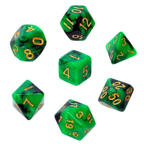 Komplet kości REBEL RPG - Dwukolorowe - Zielono-czarne Komplet kości REBEL RPG - Dwukolorowe - Zielono-czarne
