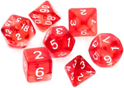Komplet kości REBEL RPG - Kryształowe - Czerwone Komplet kości REBEL RPG - Kryształowe - Czerwone