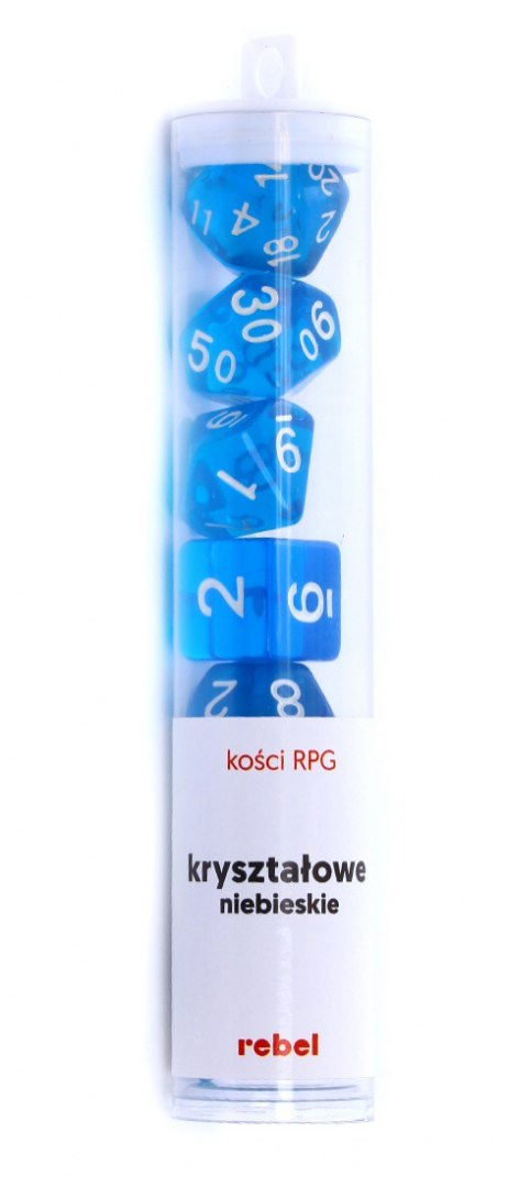Komplet kości REBEL RPG - Kryształowe - Niebieskie Komplet kości REBEL RPG - Kryształowe - Niebieskie