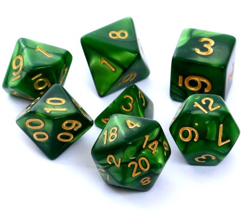 Komplet kości REBEL RPG - Perłowe - Zielone Komplet kości REBEL RPG - Perłowe - Zielone