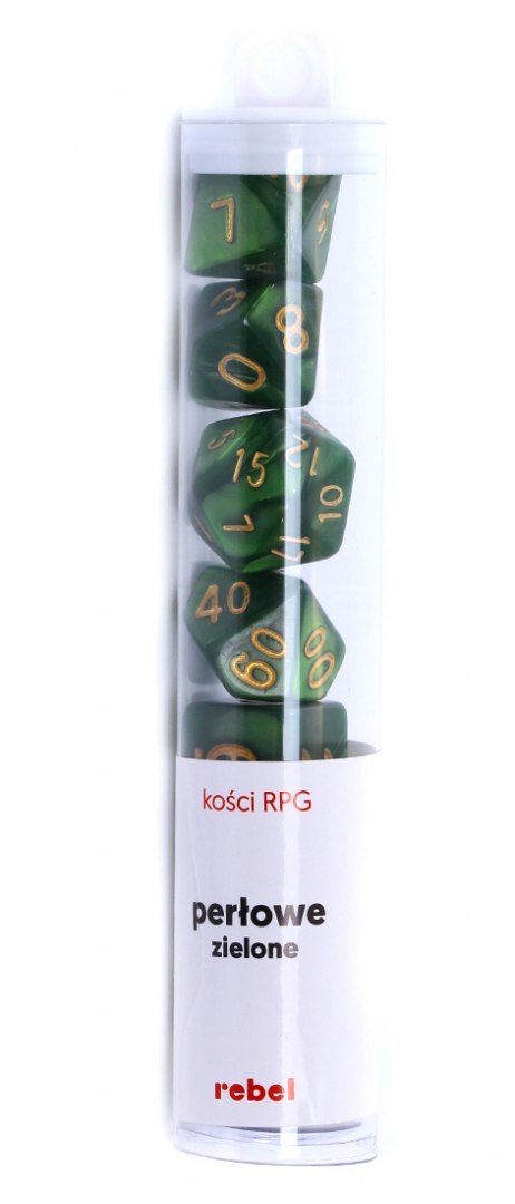 Komplet kości REBEL RPG - Perłowe - Zielone Komplet kości REBEL RPG - Perłowe - Zielone