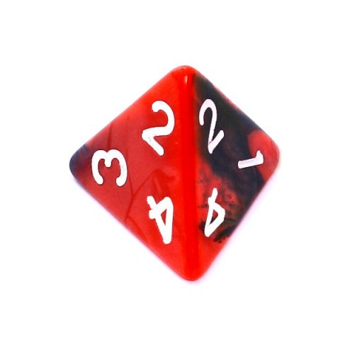 Kość REBEL dwukolorowa 4 Ściany - Cyfry - Czerwono-czarna Kość REBEL dwukolorowa 4 Ściany - Cyfry - Czerwono-czarna