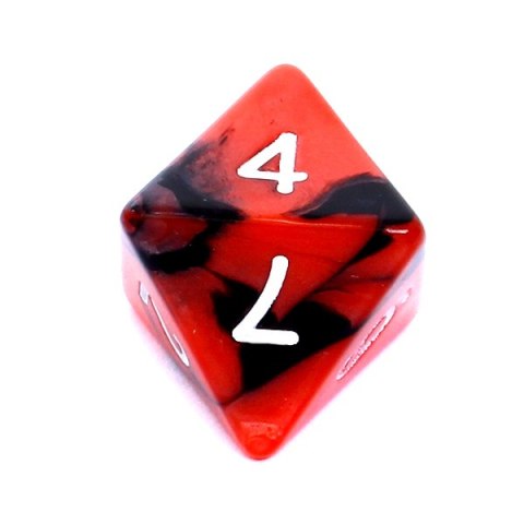 Kość REBEL dwukolorowa 8 Ścian - Cyfry - Czerwono-czarna, k8 Kość REBEL dwukolorowa 8 Ścian - Cyfry - Czerwono-czarna, k8