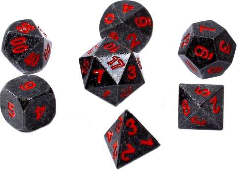 Komplet kości REBEL RPG - Metal - Czarna stal z czerwonymi numerami Komplet kości REBEL RPG - Metal - Czarna stal z czerwonymi numerami