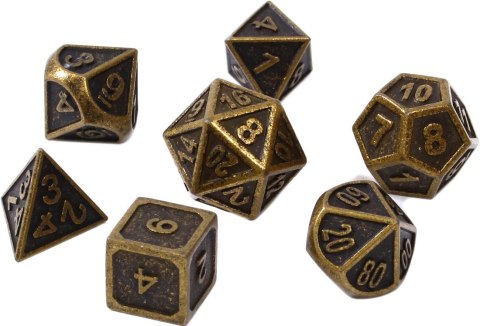Komplet kości REBEL RPG - Metal - Tłoczony antyczny mosiądz Komplet kości REBEL RPG - Metal - Tłoczony antyczny mosiądz