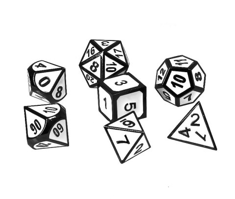 Komplet kości REBEL RPG - Metal - Tłoczona obsydianowa biel Komplet kości REBEL RPG - Metal - Tłoczona obsydianowa biel